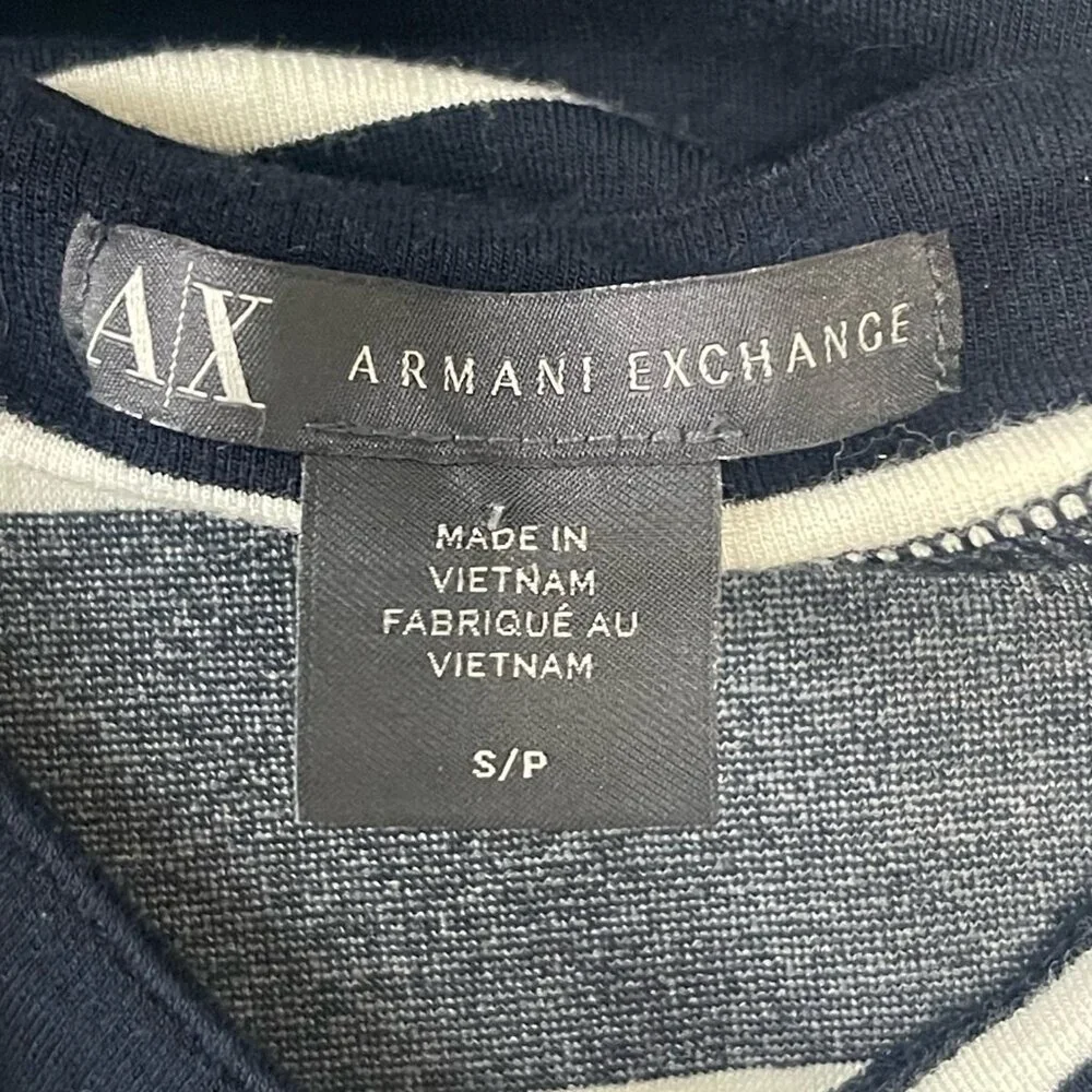A/X Armani Exchange Navy Blue White Striped Dress Size Small Scoop Neck - Picture 3 of 3